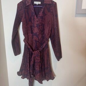 Taylor Plum Floral Long Sleeve Dress